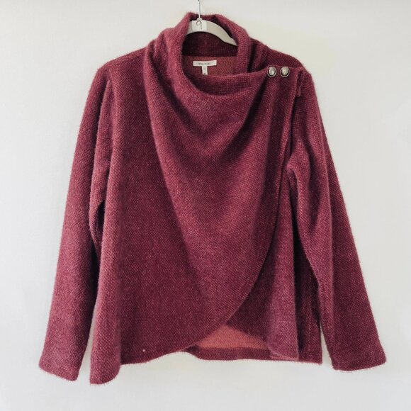 NWT Maurices Womens Maroon Red Draped Front Tunic Cardigan Sweater Size X-Large - Picture 1 of 10